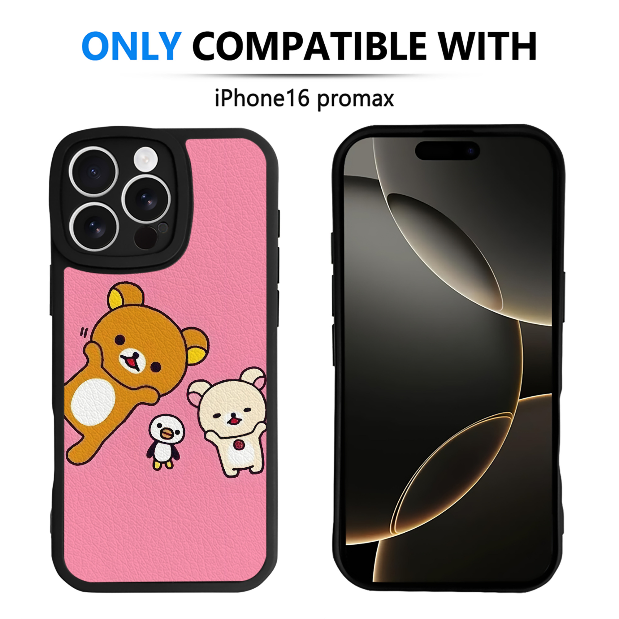 （画像用） リラックマ リラックマ キイロイトリ Rilakkuma Korilakkuma Kiiroitori 【iPhone 16シリーズ対応】シリコンスマホケース（レザー調） 材質：シリコン
